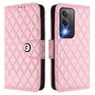 For OPPO K12x 5G Global Rhombic Texture Flip Leather Phone Case with Lanyard(Pink) - 2