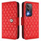 For OPPO A3 Pro 5G India Rhombic Texture Flip Leather Phone Case with Lanyard(Red) - 2