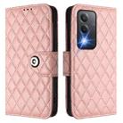 For OPPO A3 Pro 5G India Rhombic Texture Flip Leather Phone Case with Lanyard(Coral Pink) - 2