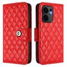 For OPPO Reno13 F 5G Global Rhombic Texture Flip Leather Phone Case with Lanyard(Red) - 2