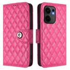For OPPO Reno13 F 5G Global Rhombic Texture Flip Leather Phone Case with Lanyard(Rose Red) - 2