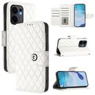 For OPPO Reno13 F 5G Global Rhombic Texture Flip Leather Phone Case with Lanyard(White) - 1