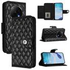 For OPPO A5 Pro China Rhombic Texture Flip Leather Phone Case with Lanyard(Black) - 1