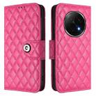 For OPPO A5 Pro China Rhombic Texture Flip Leather Phone Case with Lanyard(Rose Red) - 2