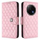 For OPPO A5 Pro China Rhombic Texture Flip Leather Phone Case with Lanyard(Pink) - 2