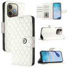 For OPPO A5 Pro 5G Global Rhombic Texture Flip Leather Phone Case with Lanyard(White) - 1