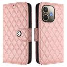 For OPPO A5 Pro 5G Global Rhombic Texture Flip Leather Phone Case with Lanyard(Coral Pink) - 2