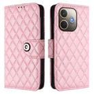 For OPPO A5 Pro 5G Global Rhombic Texture Flip Leather Phone Case with Lanyard(Pink) - 2