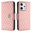 For OPPO Reno14 Pro 5G Global Rhombic Texture Flip Leather Phone Case with Lanyard(Coral Pink) - 2