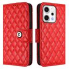 For OPPO Reno14 5G Global Rhombic Texture Flip Leather Phone Case with Lanyard(Red) - 2
