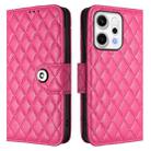 For OPPO Reno14 5G Global Rhombic Texture Flip Leather Phone Case with Lanyard(Rose Red) - 2