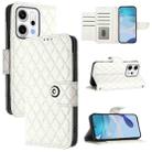 For OPPO Reno14 5G Global Rhombic Texture Flip Leather Phone Case with Lanyard(White) - 1