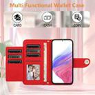 For OPPO A5 5G Global / A3 Pro 5G Global Rhombic Texture Flip Leather Phone Case with Lanyard(Red) - 3