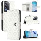 For OPPO A5 5G Global / A3 Pro 5G Global Rhombic Texture Flip Leather Phone Case with Lanyard(White) - 1