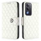 For OPPO A5 5G Global / A3 Pro 5G Global Rhombic Texture Flip Leather Phone Case with Lanyard(White) - 2
