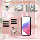 For OPPO A5 5G Global / A3 Pro 5G Global Rhombic Texture Flip Leather Phone Case with Lanyard(Coral Pink) - 3