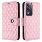 For OPPO A5 5G Global / A3 Pro 5G Global Rhombic Texture Flip Leather Phone Case with Lanyard(Pink) - 2