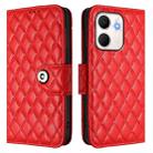 For OPPO A5x 4G Global / 5G Global Rhombic Texture Flip Leather Phone Case with Lanyard(Red) - 2