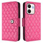For OPPO A5x 4G Global / 5G Global Rhombic Texture Flip Leather Phone Case with Lanyard(Rose Red) - 2