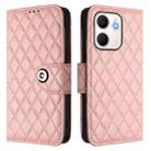 For OPPO A5x 4G Global / 5G Global Rhombic Texture Flip Leather Phone Case with Lanyard(Coral Pink) - 2