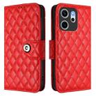For OPPO Reno14 F 5G Rhombic Texture Flip Leather Phone Case with Lanyard(Red) - 2