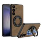 For Samsung Galaxy S24 5G GKK Skin Feel Frosted Leather MagSafe Magnetic Phone Case with Holder(Brown) - 1