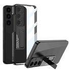 For Samsung Galaxy S24+ 5G GKK Electroplating Full Coverage Protective Phone Case with Holder(Black) - 1