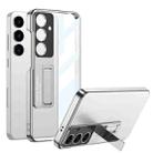 For Samsung Galaxy S24+ 5G GKK Electroplating Full Coverage Protective Phone Case with Holder(Silver) - 1