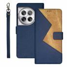 For OnePlus 12 idewei Two-color Splicing Leather Phone Case(Blue) - 1