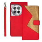 For OnePlus 12 idewei Two-color Splicing Leather Phone Case(Red) - 1