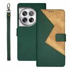 For OnePlus 12 idewei Two-color Splicing Leather Phone Case(Green) - 1