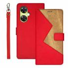 For OnePlus Nord CE 3 Lite idewei Two-color Splicing Leather Phone Case(Red) - 1