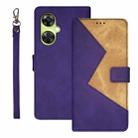 For OnePlus Nord CE 3 Lite idewei Two-color Splicing Leather Phone Case(Purple) - 1