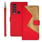 For CAT S75 idewei Two-color Splicing Leather Phone Case(Red) - 1