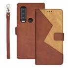 For CAT S75 idewei Two-color Splicing Leather Phone Case(Brown) - 1