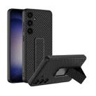 For Samsung Galaxy S24+ 5G GKK Skin Feel Leather Fold Holder Phone Case(Carbon Fiber Texture) - 1