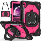 For Samsung Galaxy Tab S10 FE / S9 Contrast Color Robot Silicone Hybrid PC Tablet Case(Black Rose Red) - 1