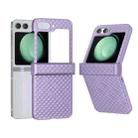 For Samsung Galaxy Z Flip5 5G 3 in 1 Wave Pattern Matte PC Phone Case with Hinge(Purple) - 1