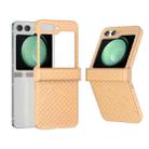 For Samsung Galaxy Z Flip5 5G 3 in 1 Wave Pattern Matte PC Phone Case with Hinge(Peach) - 1