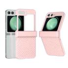 For Samsung Galaxy Z Flip5 5G 3 in 1 Wave Pattern Matte PC Phone Case with Hinge(Pink) - 1