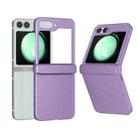 For Samsung Galaxy Z Flip6 5G 3 in 1 Wave Pattern Matte PC Phone Case with Hinge(Purple) - 1