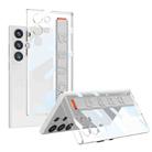 For Samsung Galaxy S24 Ultra 5G GKK Space Frame Transparent PC + TPU Phone Case with Wrist Strap(White) - 1