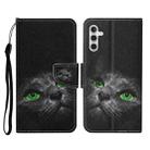 For Samsung Galaxy A35 Colored Drawing Pattern Flip Leather Phone Case(Black Cat) - 1