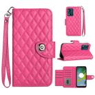 For Motorola Moto E13 Rhombic Texture Flip Leather Phone Case with Lanyard(Rose Red) - 1