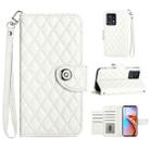 For Motorola Edge+ 2023 Rhombic Texture Flip Leather Phone Case with Lanyard(White) - 1