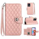 For Motorola Edge+ 2023 Rhombic Texture Flip Leather Phone Case with Lanyard(Coral Pink) - 1