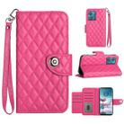 For Motorola Edge 40 Neo Rhombic Texture Flip Leather Phone Case with Lanyard(Rose Red) - 1