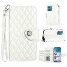 For Motorola Edge 40 Neo Rhombic Texture Flip Leather Phone Case with Lanyard(White) - 1