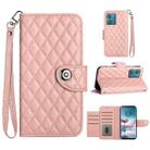 For Motorola Edge 40 Neo Rhombic Texture Flip Leather Phone Case with Lanyard(Coral Pink) - 1