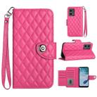 For Motorola Moto G 5G 2023 Rhombic Texture Flip Leather Phone Case with Lanyard(Rose Red) - 1